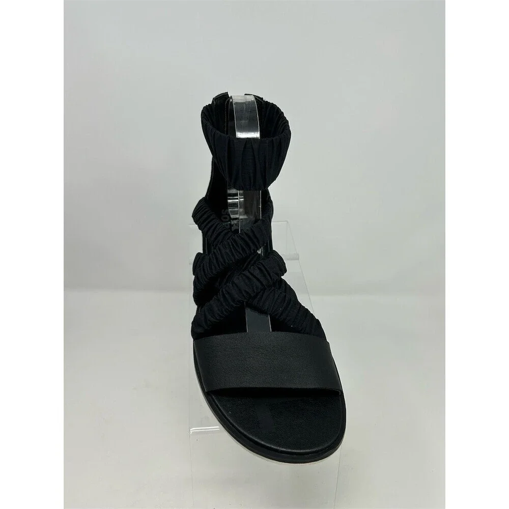 Sorel Ella II Sandals Womens Black Ruched Strappy Open Toe Ankle Strap Size 7